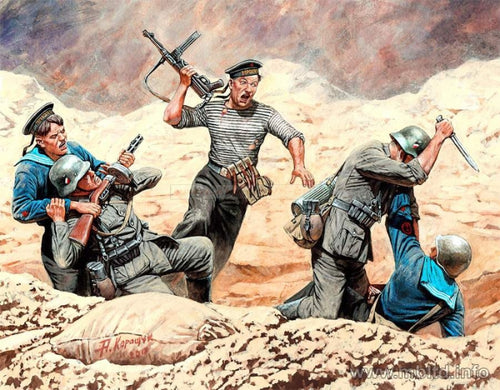 Soviet Marines and German Infantry, Hand-to-hand fight, 1941-1942. Kit No 2 - Hobby Sense