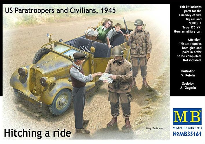 Hitching a ride. US Paratroopers and Civilians, 1945 - Hobby Sense